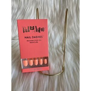Red Aspen Nail Dashes- Kaitlyn's Living Coral (short, square nails)